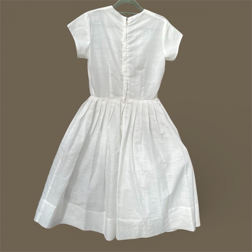 Vintage 1950 Cottagecore Pristine White Fit and Flare Elegant Feminine Dress S - Picture 3 of 9